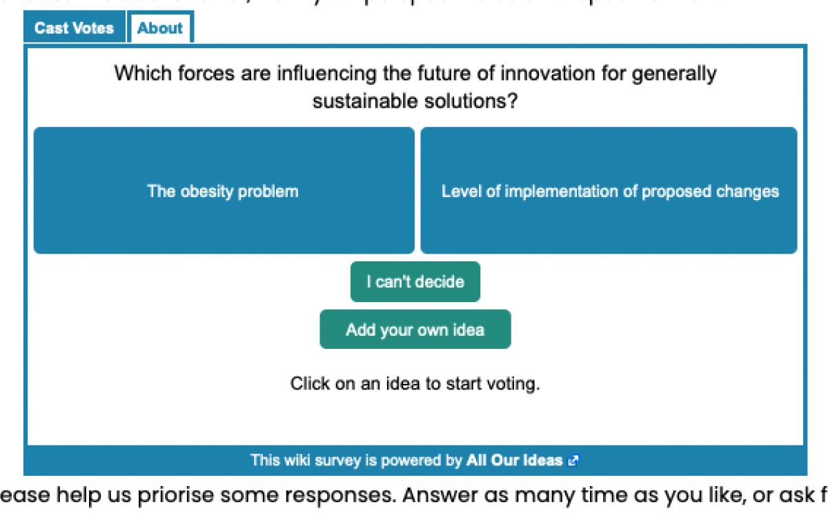 Innovation for generally sustainable solutions